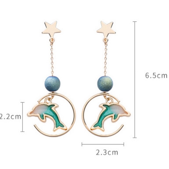 NEW Dolphin Blue Handmade Earrings - Picture 2 of 2